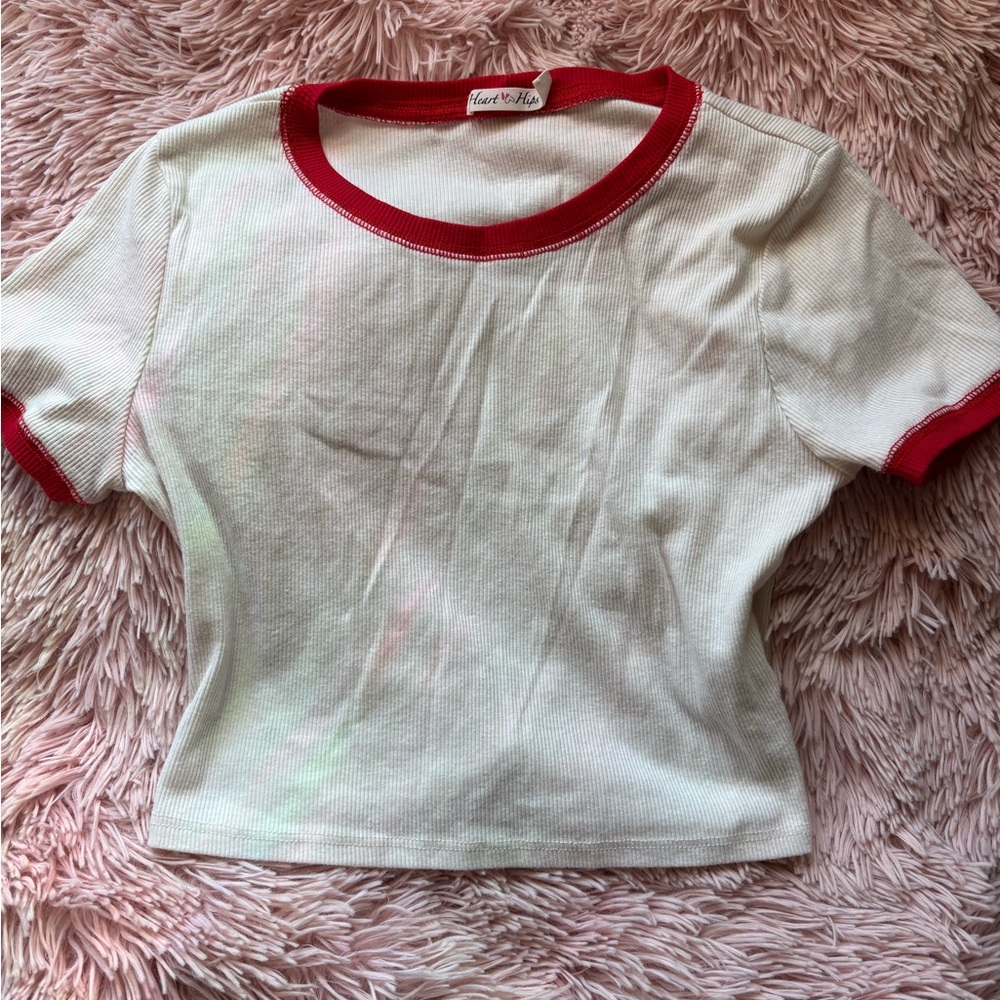 Heart Hips Red and White Baby Tee